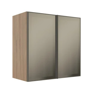 Módulo Armário Aéreo 68x70x34cm 2 Portas Vidro Reflecta Cozinha Modulada Robel Hanover