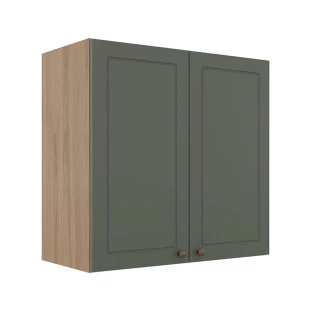 Módulo Armário Aéreo 68x70x34cm 2 Portas 100% MDF Cozinha Modulada Provence Robel Hanover/Salvia Matte