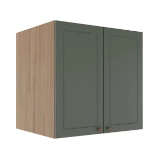 Módulo Armário Aéreo 68x70x56cm 2 Portas 100% MDF Cozinha Provence Robel Hanover/Sálvia Matte