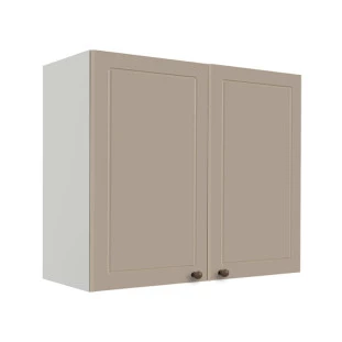 Módulo Armário Aéreo 68x80x34cm 2 Portas 100% MDF Cozinha Modulada Provence Robel Branco/Fendi Matte
