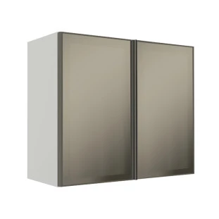 Módulo Armário Aéreo 68x80x34cm 2 Portas Vidro Reflecta Cozinha Modulada Robel Branco
