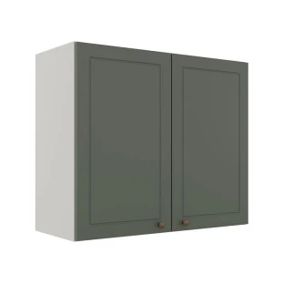 Módulo Armário Aéreo 68x80x34cm 2 Portas 100% MDF Cozinha Modulada Provence Robel Branco/Salvia Matte