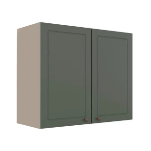 Módulo Armário Aéreo 68x80x34cm 2 Portas 100% MDF Cozinha Modulada Provence Robel Fendi/Salvia Matte