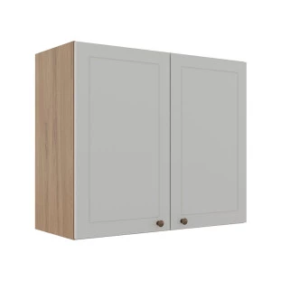 Módulo Armário Aéreo 68x80x34cm 2 Portas 100% MDF Cozinha Modulada Provence Robel Hanover/Branco Matte