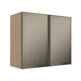 Módulo Armário Aéreo 68x80x34cm 2 Portas Vidro Reflecta Cozinha Modulada Robel Hanover