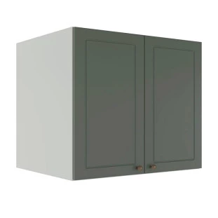 Módulo Armário Aéreo 68x80x56cm 2 Portas 100% MDF Cozinha Provence Robel Branco/Sálvia Matte