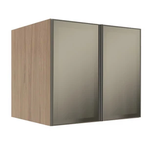 Módulo Armário Aéreo 68x80x56cm 2 Portas Vidro Reflecta Cozinha Modulada Robel Hanover