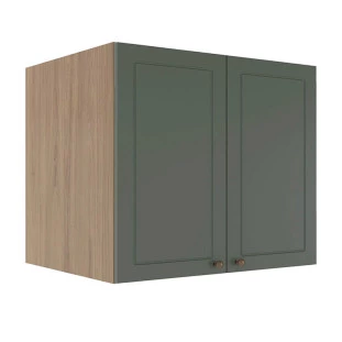 Módulo Armário Aéreo 68x80x56cm 2 Portas 100% MDF Cozinha Provence Robel Hanover/Sálvia Matte