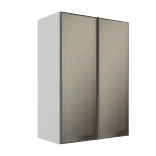 Módulo Armário Aéreo 88x60X34cm 2 Portas Vidro Reflecta Cozinha Modulada Robel Branco