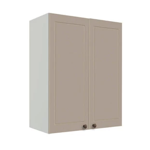 Módulo Armário Aéreo 88x70x34cm 2 Portas 100% MDF Cozinha Provence Robel Branco/Fendi Matte