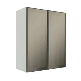 Módulo Armário Aéreo 88x70X34cm 2 Portas Vidro Reflecta Cozinha Modulada Robel Branco