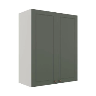 Módulo Armário Aéreo 88x70x34cm 2 Portas 100% MDF Cozinha Provence Robel Branco/Salvia Matte