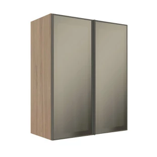 Módulo Armário Aéreo 88x70X34cm 2 Portas Vidro Reflecta Cozinha Modulada Robel Hanover