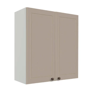 Módulo Armário Aéreo 88x80x34cm 2 Portas 100% MDF Cozinha Provence Robel Branco/Fendi Matte