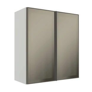 Módulo Armário Aéreo 88x80X34cm 2 Portas Vidro Reflecta Cozinha Modulada Robel Branco
