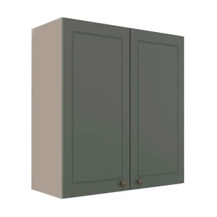 Módulo Armário Aéreo 88x80x34cm 2 Portas 100% MDF Cozinha Provence Robel Fendi/Salvia Matte