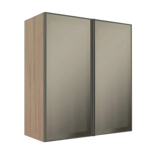 Módulo Armário Aéreo 88x80X34cm 2 Portas Vidro Reflecta Cozinha Modulada Robel Hanover
