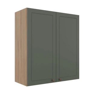 Módulo Armário Aéreo 88x80x34cm 2 Portas 100% MDF Cozinha Provence Robel Hanover/Salvia Matte