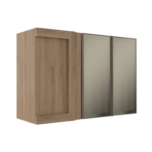 Armário Aéreo Canto Reto 68x100x36 Vidro Reflecta Cozinha Modulada Robel Hanover