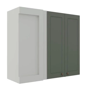 Módulo Armário Aéreo Canto Reto 88x100x34cm 100% MDF Cozinha Provence Robel Branco/Salvia Matte