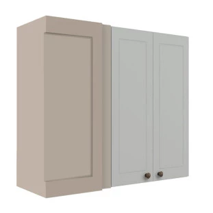 Módulo Armário Aéreo Canto Reto 88x100x34cm 100% MDF Cozinha Provence Robel Fendi/Branco Matte