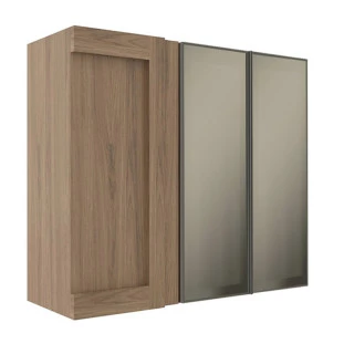 Armário Aéreo Canto Reto 88x100x36 Vidro Reflecta Cozinha Modulada Robel Hanover
