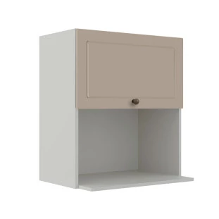 Módulo Armário Aéreo Nicho Micro-Ondas 68x60x43cm 100% MDF Cozinha Provence Robel Branco/Fendi Matte