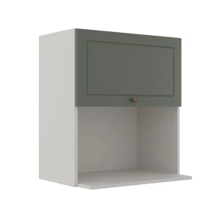 Módulo Armário Aéreo Nicho Micro-Ondas 68x60x43cm 100% MDF Cozinha Provence Robel Branco/Salvia Matte
