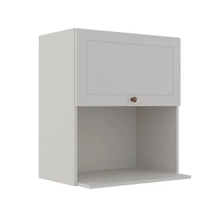 Módulo Armário Aéreo Nicho Micro-Ondas 68x60x43cm 100% MDF Cozinha Provence Robel Branco/Branco Matte