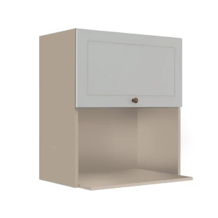 Módulo Armário Aéreo Nicho Micro-Ondas 68x60x43cm 100% MDF Cozinha Provence Robel Fendi/Branco Matte