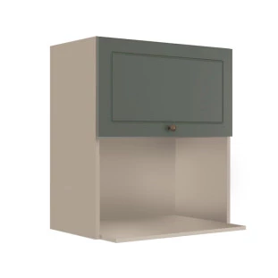 Módulo Armário Aéreo Nicho Micro-Ondas 68x60x43cm 100% MDF Cozinha Provence Robel Fendi/Salvia Matte