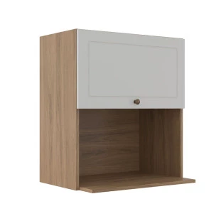 Módulo Armário Aéreo Nicho Micro-Ondas 68x60x43cm 100% MDF Cozinha Provence Robel Hanover/Branco Matte