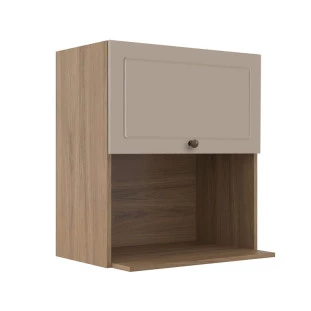 Módulo Armário Aéreo Nicho Micro-Ondas 68x60x43cm 100% MDF Cozinha Provence Robel Hanover/Fendi Matte