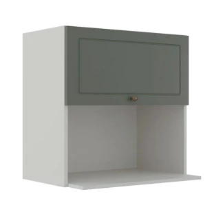 Módulo Armário Aéreo Nicho Micro-Ondas 68x70x43cm 100% MDF Cozinha Provence Robel Branco/Salvia Matte