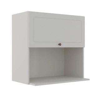 Módulo Armário Aéreo Nicho Micro-Ondas 68x70x43cm 100% MDF Cozinha Provence Robel Branco/Branco Matte