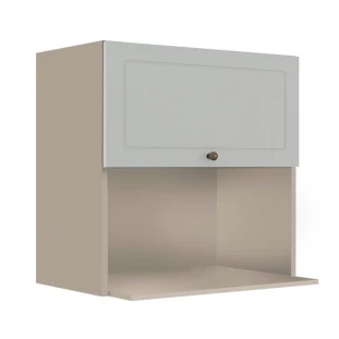 Módulo Armário Aéreo Nicho Micro-Ondas 68x70x43cm 100% MDF Cozinha Provence Robel Fendi/Branco Matte
