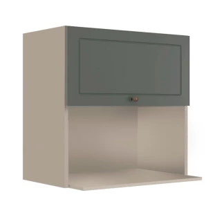 Módulo Armário Aéreo Nicho Micro-Ondas 68x70x43cm 100% MDF Cozinha Provence Robel Fendi/Salvia Matte