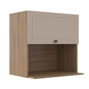 Módulo Armário Aéreo Nicho Micro-Ondas 68x70x43cm 100% MDF Cozinha Provence Robel Hanover/Fendi Matte