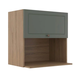 Módulo Armário Aéreo Nicho Micro-Ondas 68x70x43cm 100% MDF Cozinha Provence Robel Hanover/Salvia Matte