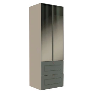 Módulo Paneleiro 172x70x56cm 2G 2P Vidro Reflecta Cozinha Provence Robel Fendi/Salvia Matte