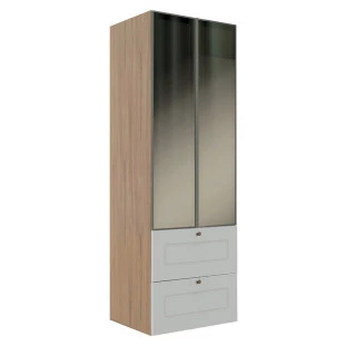 Módulo Paneleiro 172x70x56cm 2G 2P Vidro Reflecta Cozinha Provence Robel Hanover/Branco Matte
