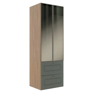 Módulo Paneleiro 172x70x56cm 2G 2P Vidro Reflecta Cozinha Provence Robel Hanover/Salvia Matte