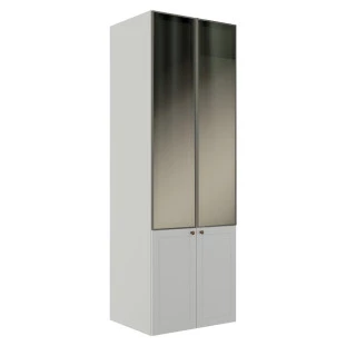 Módulo Paneleiro 208x70x56cm 4P Com Vidro Reflecta Cozinha Provence Robel Branco/Branco Matte
