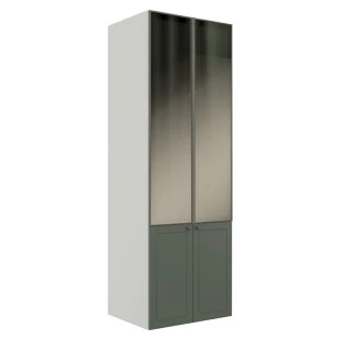 Módulo Paneleiro 208x70x56cm 4P Com Vidro Reflecta Cozinha Provence Robel Branco/Salvia Matte