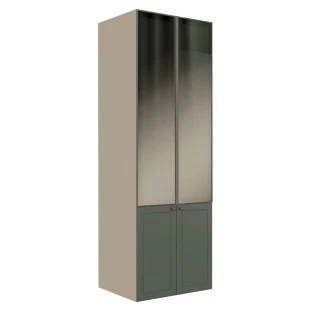 Módulo Paneleiro 208x70x56cm 4P Com Vidro Reflecta Cozinha Provence Robel Fendi/Salvia Matte
