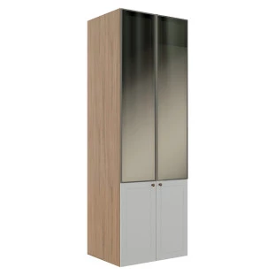 Módulo Paneleiro 208x70x56cm 4P Com Vidro Reflecta Cozinha Provence Robel Hanover/Branco Matte