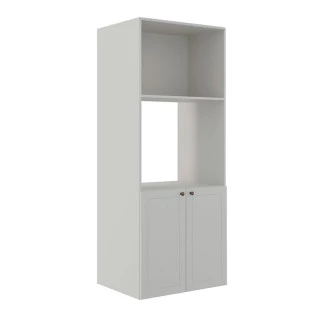 Módulo Torre Quente 172x70x56cm Micro-Ondas Forno 100% MDF Cozinha Provence Robel Branco/Branco Matte