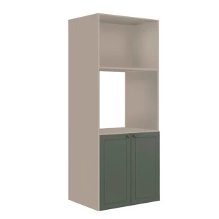Módulo Torre Quente 172x70x56cm Micro-Ondas Forno 100% MDF Cozinha Provence Robel Fendi/Salvia Matte