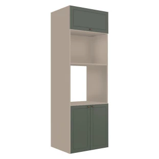 Módulo Torre Quente 208x70x56cm Micro-Ondas Forno 100% MDF Cozinha Provence Robel Fendi/Salvia Matte