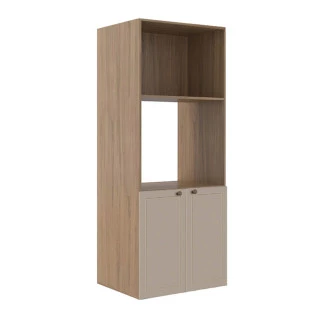 Módulo Torre Quente 172x70x56cm Micro-Ondas Forno 100% MDF Cozinha Provence Robel Hanover/Fendi Matte